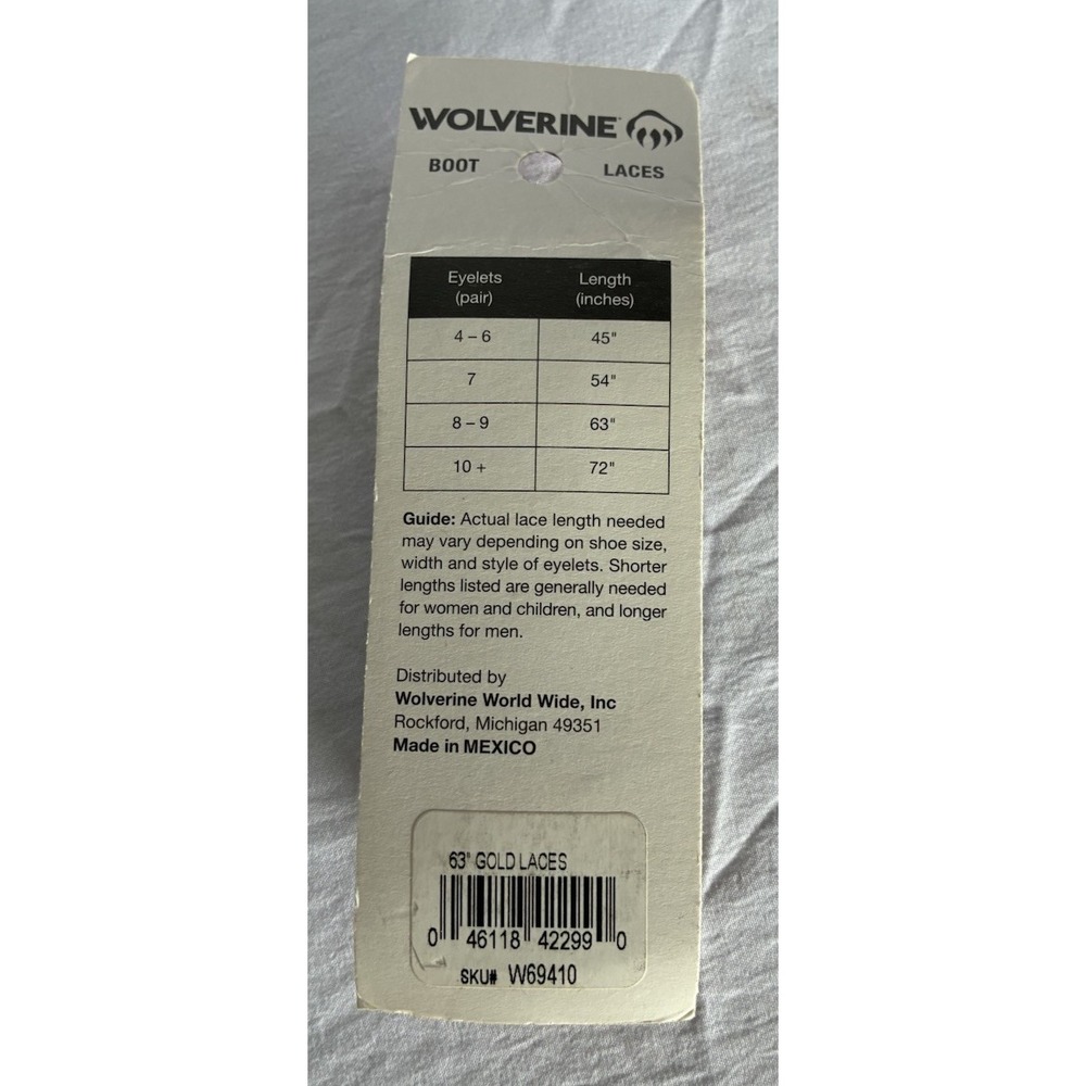 Wolverine Unisex 63" Gold Work Boot Laces W69410 NEW - Picture 2 of 2